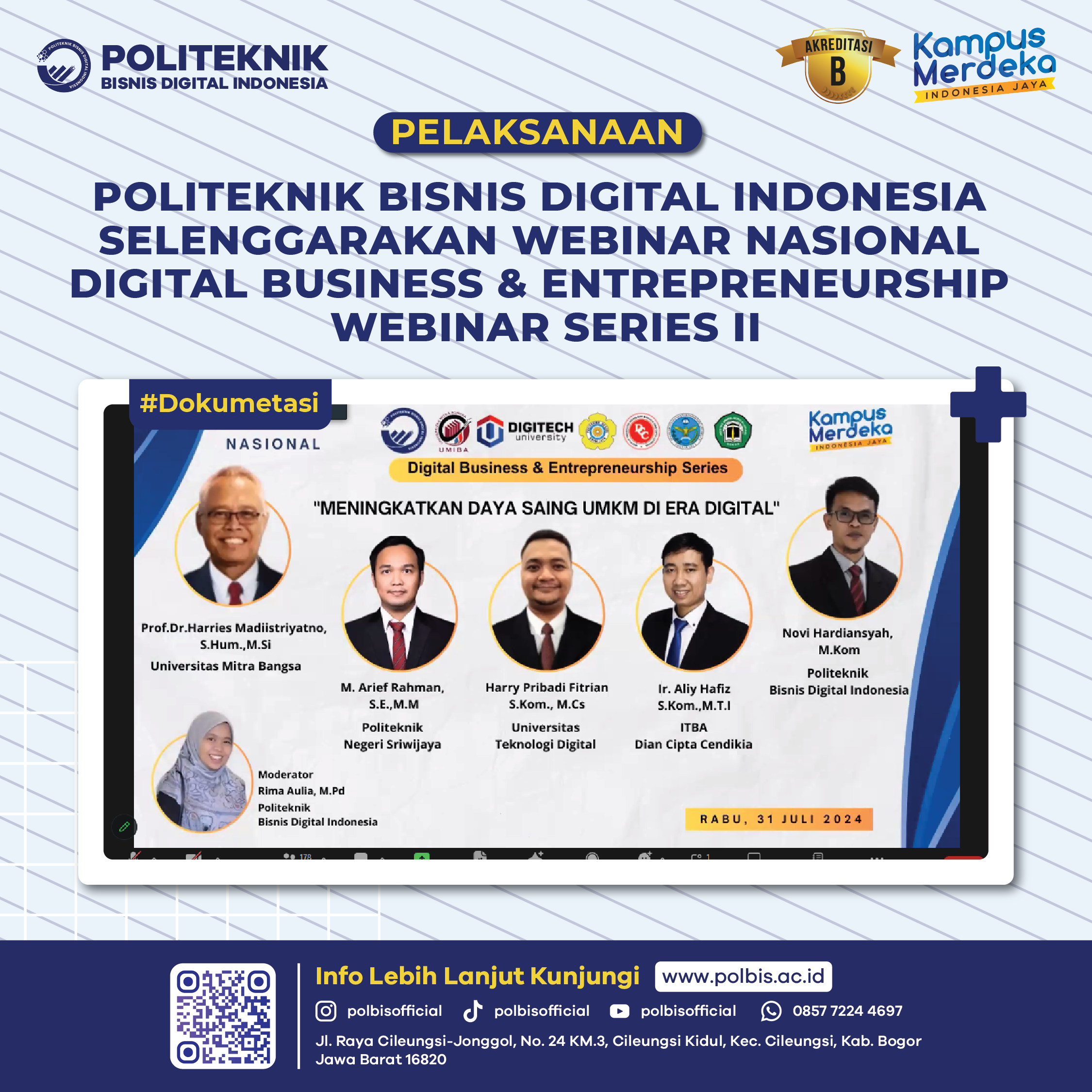 POLITEKNIK BISNIS DIGITAL INDONESIA SELENGGARAKAN WEBINAR NASIONAL